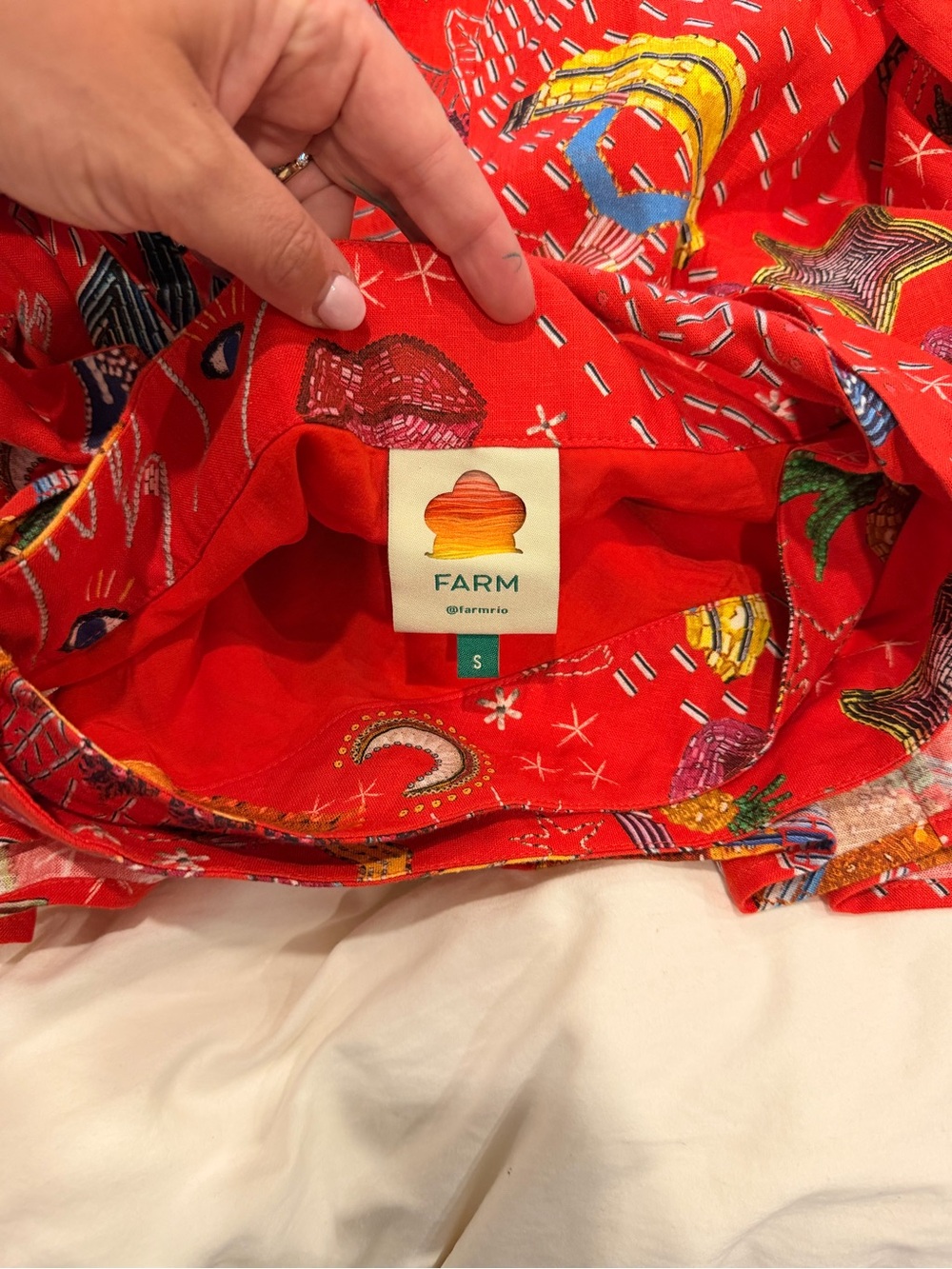 FARM Rio Red Whimsical Printed High-Low Wrap Skirt - Picture 4 of 4